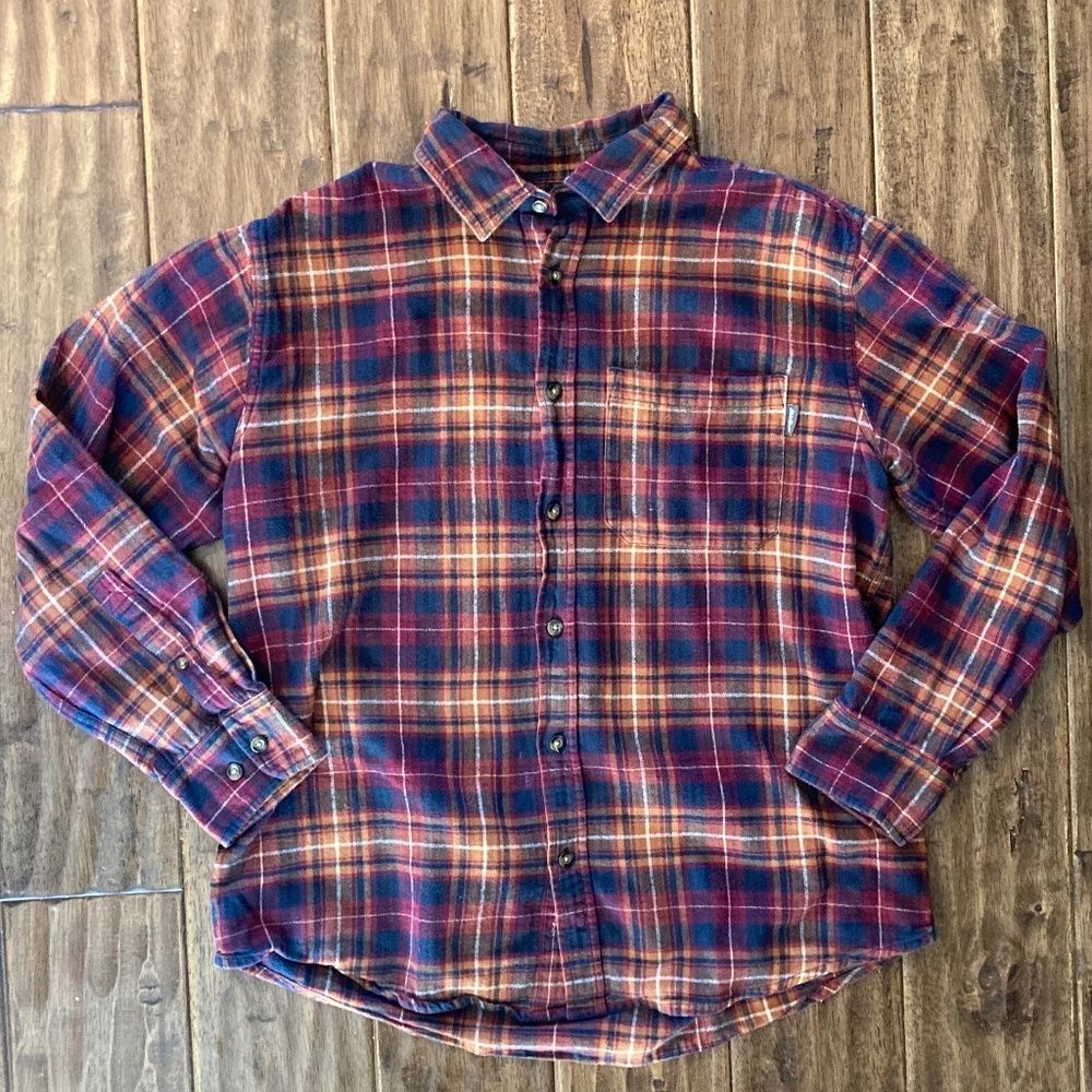 Eddie Bauer Flannel Shirt Men's Large Long Sleeve Button Down 100% Cotton